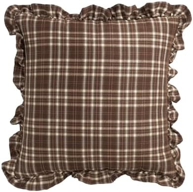 vctops Plaid Ruffle Throw Pillow Cover Farmhouse Brown and White Checkered Pillowcase Shabby Chic... | Amazon (US)