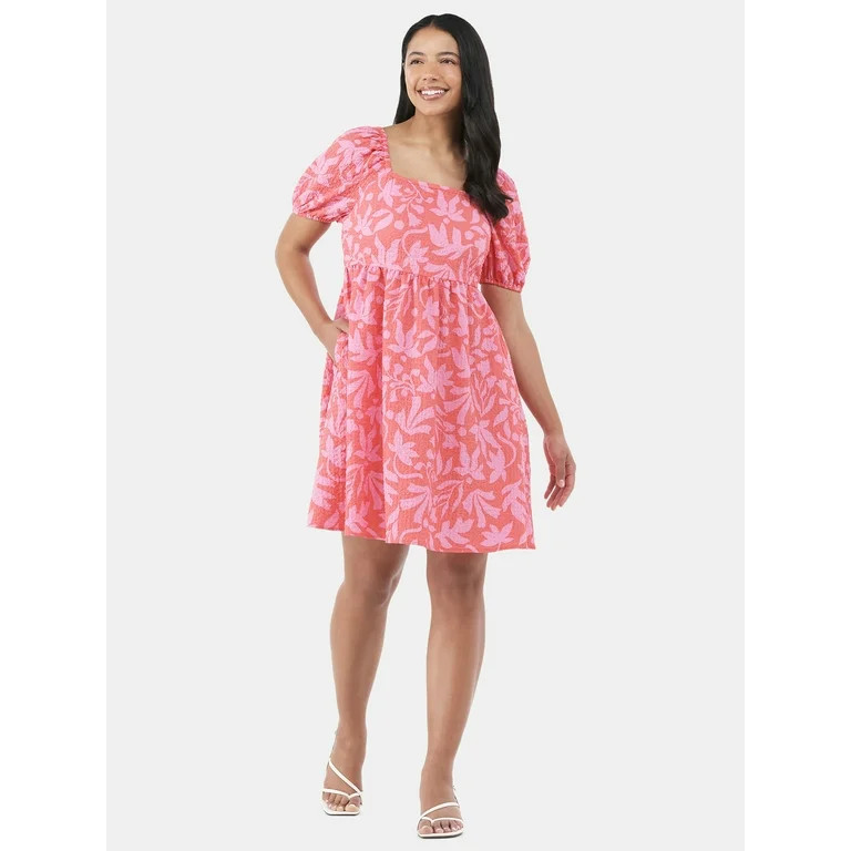 Time and Tru Women's Puff Sleeve Mini Dress, Sizes XS-XXXL | Walmart (US)