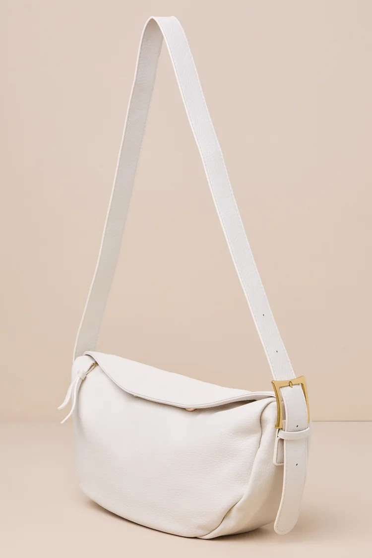 On-the-Go Babe Ivory Crossbody Buckle Bag | Lulus
