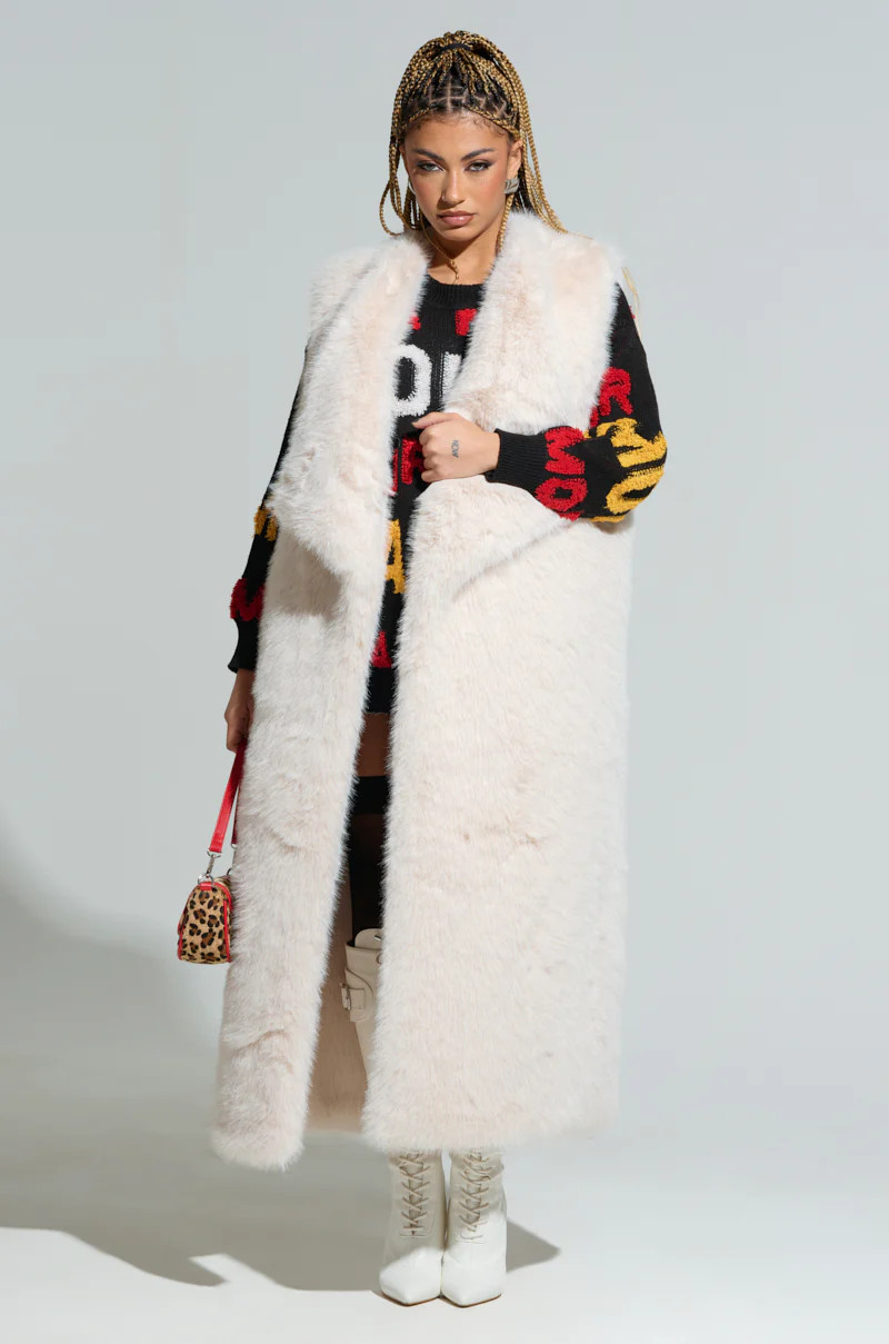 DOWN TIME FAUX FUR VEST | AKIRA