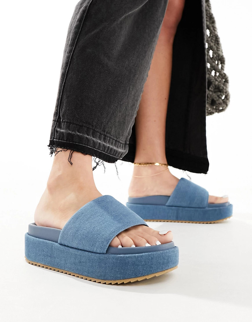 ASOS DESIGN Festival flatform sandals in blue denim | ASOS (Global)