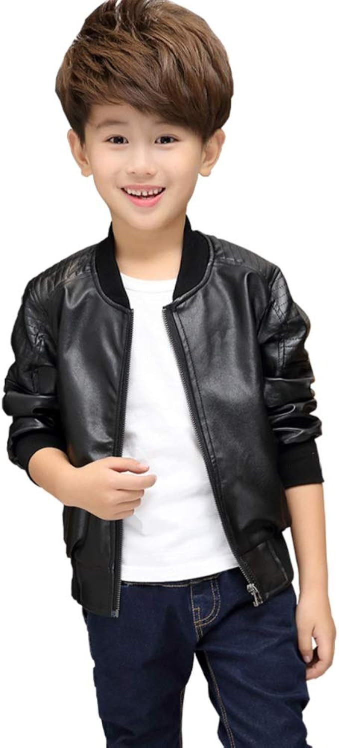 Boys Faux Leather Jacket - Spring Autumn Lightweight Coat for Boys,N/A | Amazon (US)