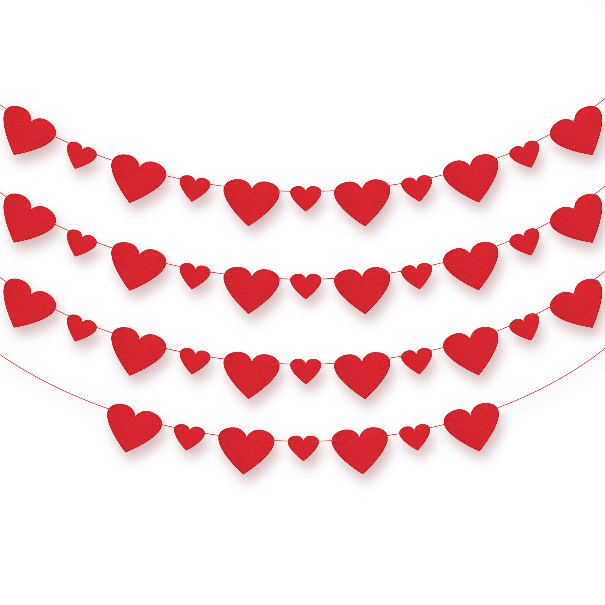 KatchOn, Red Valentines Day Garland - Pack of 40 | Felt Heart Garland for Valentines Day Decorati... | Amazon (US)