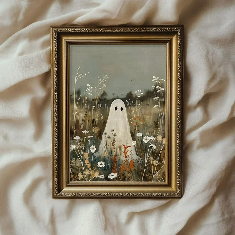 Ghost on Flower Meadow Poster Wall Decor Canvas Art Spooky Halloween Fall Prints Painting Picture... | Walmart (US)