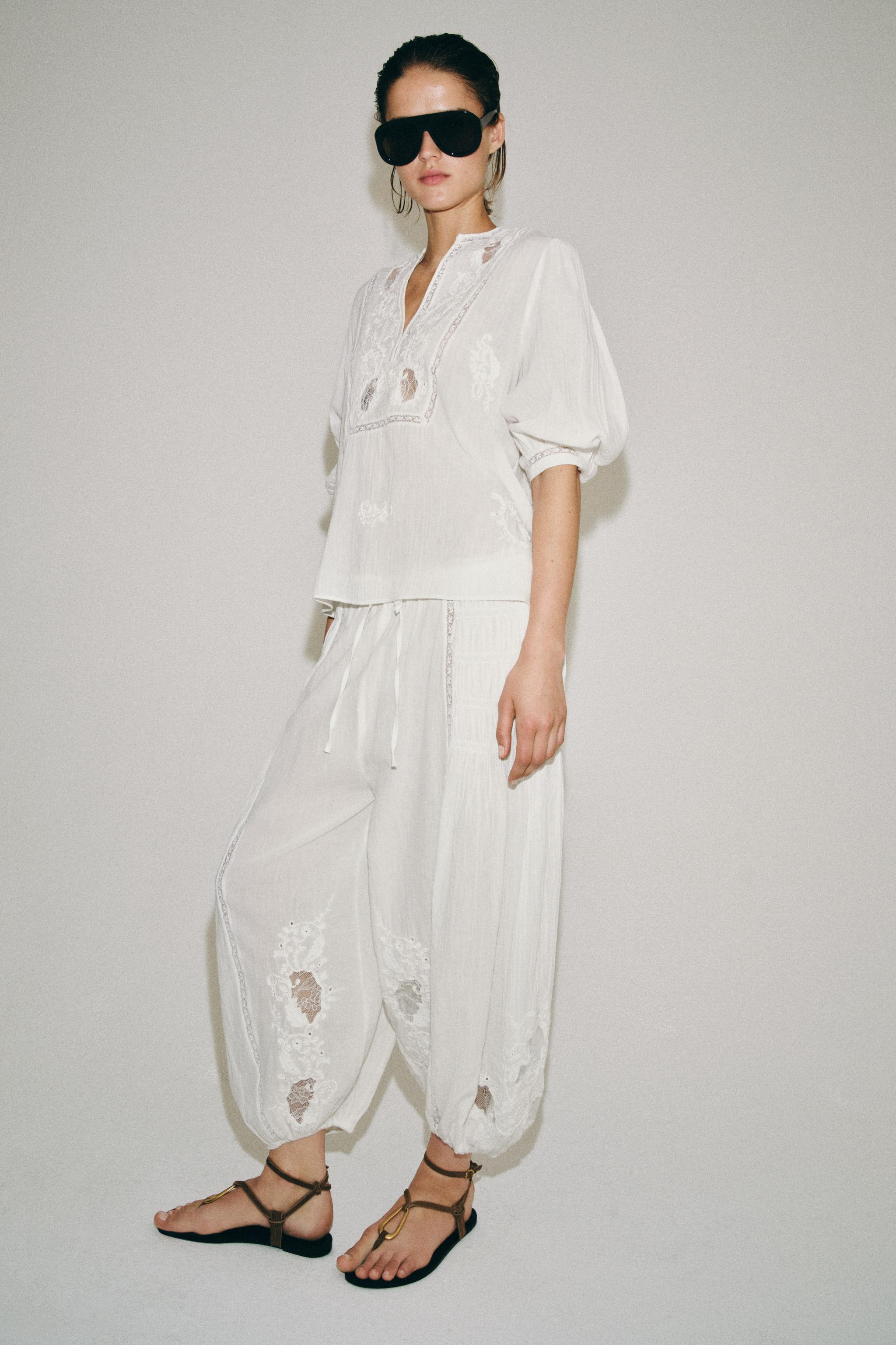 ZW COLLECTION LACE SAROUEL TROUSERS | Zara UK