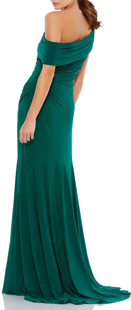 Sleeveless Foldover Off-the-Shoulder Slit Gown | Nordstrom