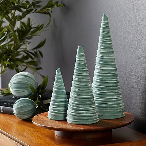 Sage Velvet Cones Set of 3, Mantel decor, Holiday Entryway,Green Sage Minimalist Tablescape, Wedd... | Amazon (US)