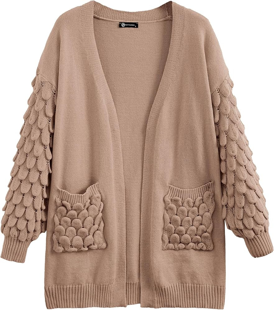 PRETTYGARDEN Women's Fall Open Front Cardigans Casual Long Sleeve V Neck Chunky Knit Sweater Coat... | Amazon (US)