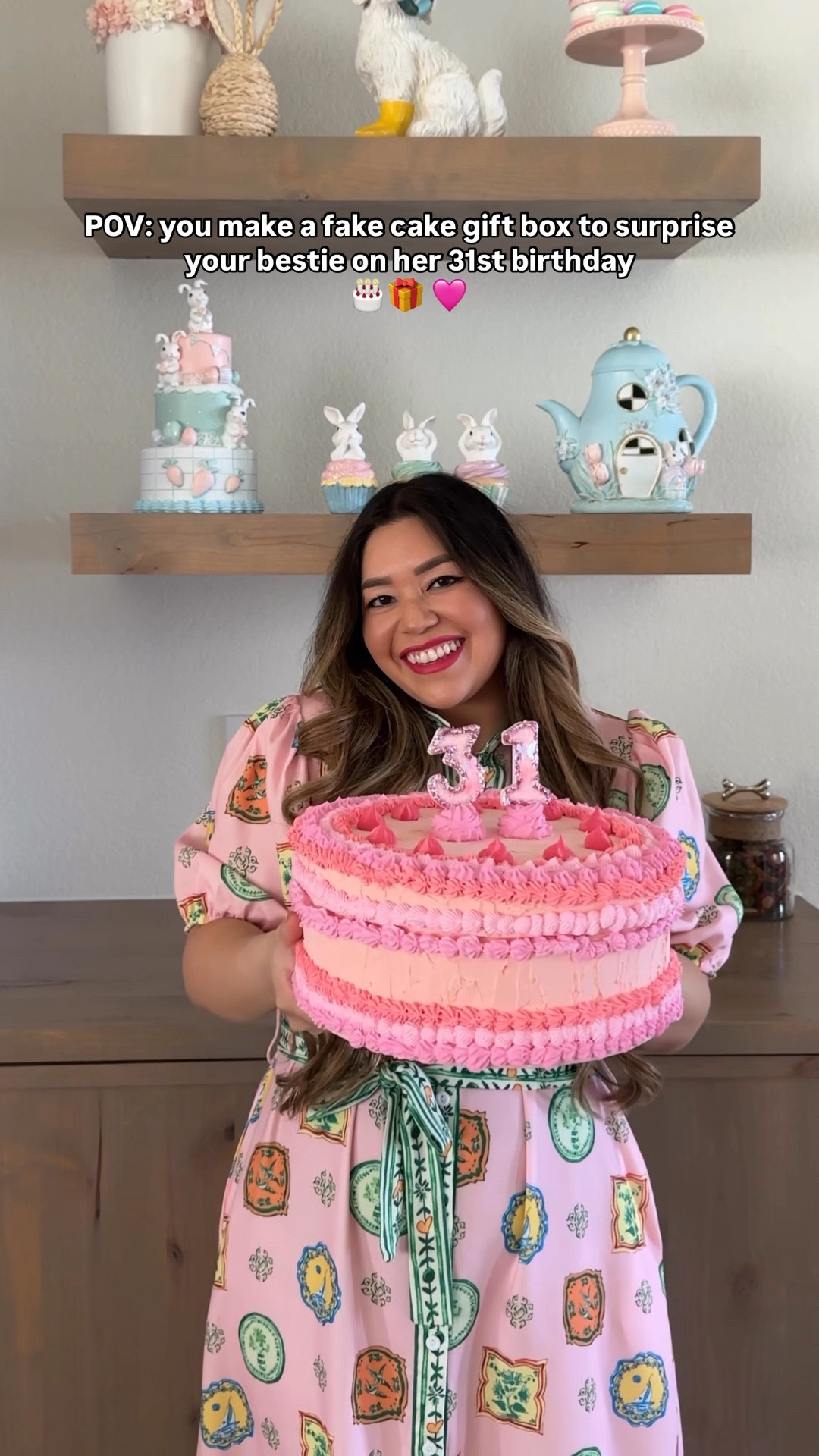 Netflix’s Is It Cake? could never 🙈🎂🎁 I made this DIY fake cake gift box for my bestie’s 31st birthday and it had everyone doing a double take - including me! 🙃 Comment CAKE and I’ll DM you all the supplies I used to make it! 🩷

After falling in love with the vintage heart cake box I made for Valentine’s Day, I decided to try my hand at decorating a fake cake again. And honestly? This one turned out even cuter!! 😍

This is your sign to skip the wrapping paper + boring gift bags and try making a handmade gift box instead! If your girl with zero cake piping skills can do it, then so can you! 💫

girls night craft ideas, Fake cake box, Fake cake diy, Fake cake tutorial, Lightweight spackle DIY craft, DIY craft night ideas, Girls night ideas, Vintage cake, Amazon craft supplies 

#LTKFindsUnder50 #LTKHome #LTKParties