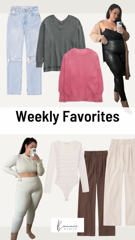 Your favorites from last week! 😍 I’m obsessed with these cozy Aerie crews and have been wearing my wide leg trousers from Abercrombie non-stop this season. #LTKcompetition Midsize Leggings | Midsize Workout Clothes | Crewneck Sweatshirt | Leather Pants | Leather Leggings | Midsize Denim | Midsize Fashion

#LTKcurves #LTKFind #LTKstyletip