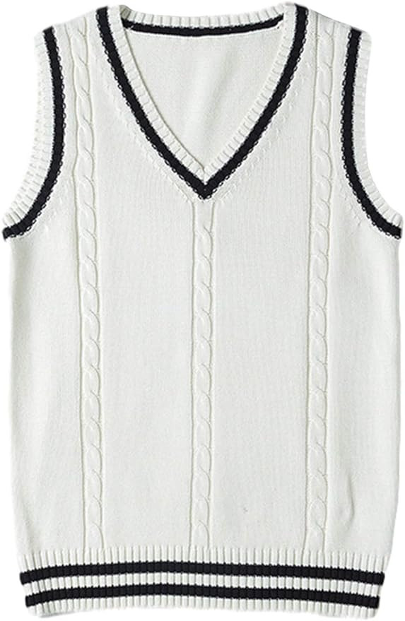 Gihuo Women's V Neck Trendy Sweater Vest Cable Knit Sleeveless Sweater Vest Houndstooth Sweater V... | Amazon (US)
