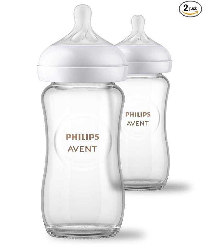 Philips Avent Natural Glass Baby Bottles with Natural Response Nipples (Medium Flow, Flow 3), 8oz... | Amazon (US)