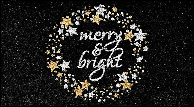 Calloway Mills AZ106341729 Twinkle Star Holiday Doormat, 17" x 29", Black/Silver/Gold | Amazon (US)