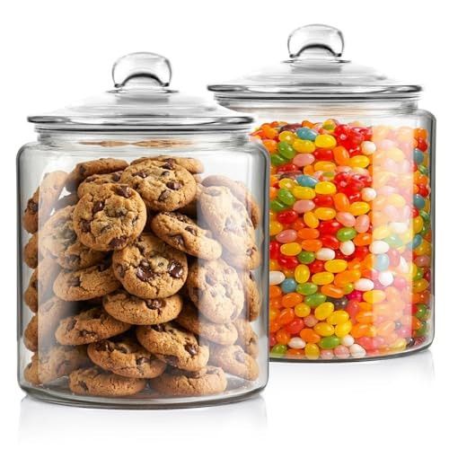 Masthome 2 Glass Storage Jars Set,1 Gallon Cookie Jar for Food Storage,Large Jar Food Storage Containers,Airtight Glass Jars with Lids for Kitchen Counter Pantry Well Organization | Amazon (US)