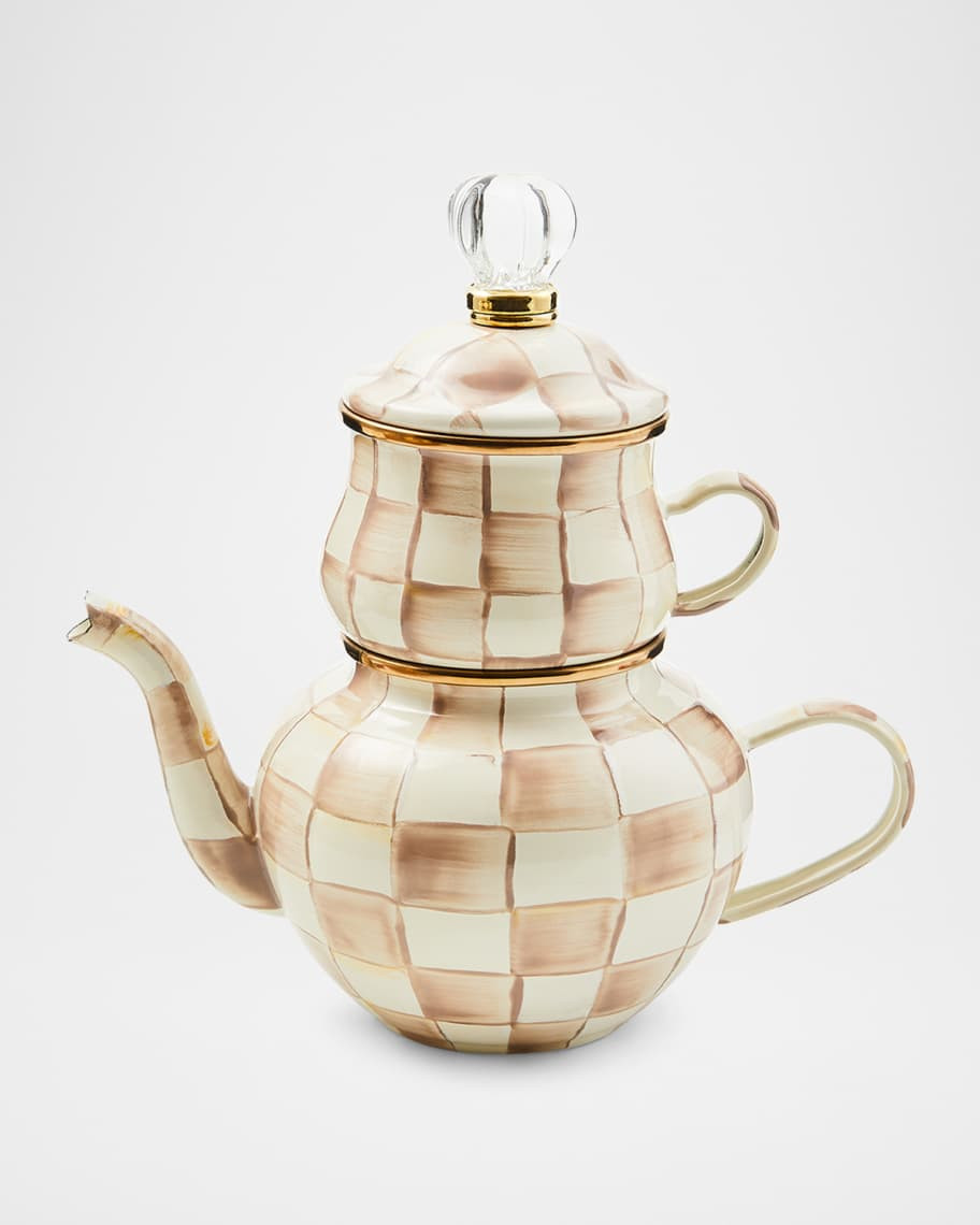 MacKenzie-Childs Mocha Check High Tea Set | Neiman Marcus