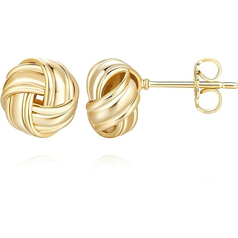 PAVOI 14K Gold Plated Sterling Silver Post Love Knot Stud Earrings | Gold Earrings for Women | Amazon (US)