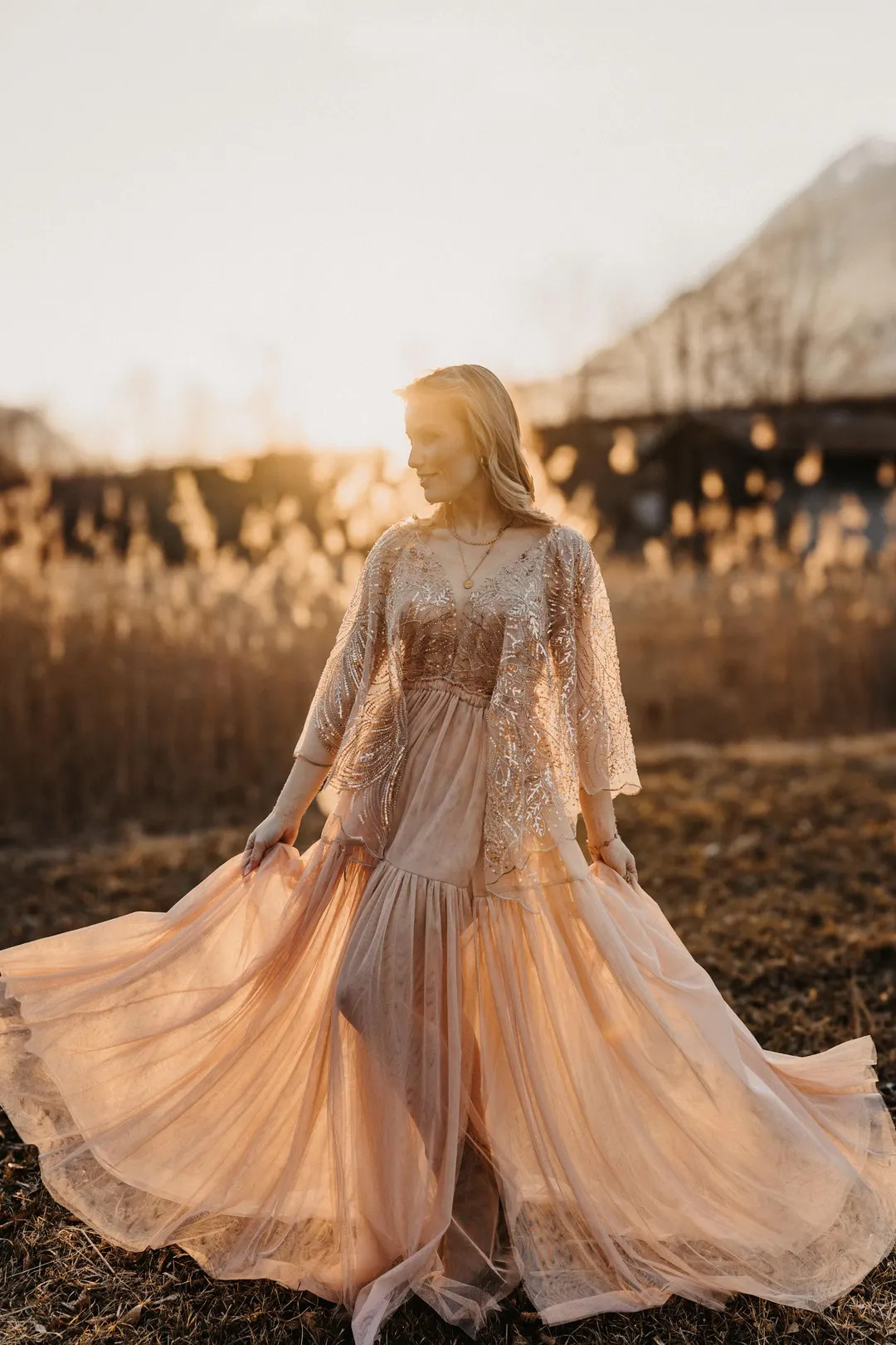 Cindy Women's Boho Dress | Embellished Tulle Vintage Maternity Dress | Photo Props | Pregnancy Ph... | Etsy (US)