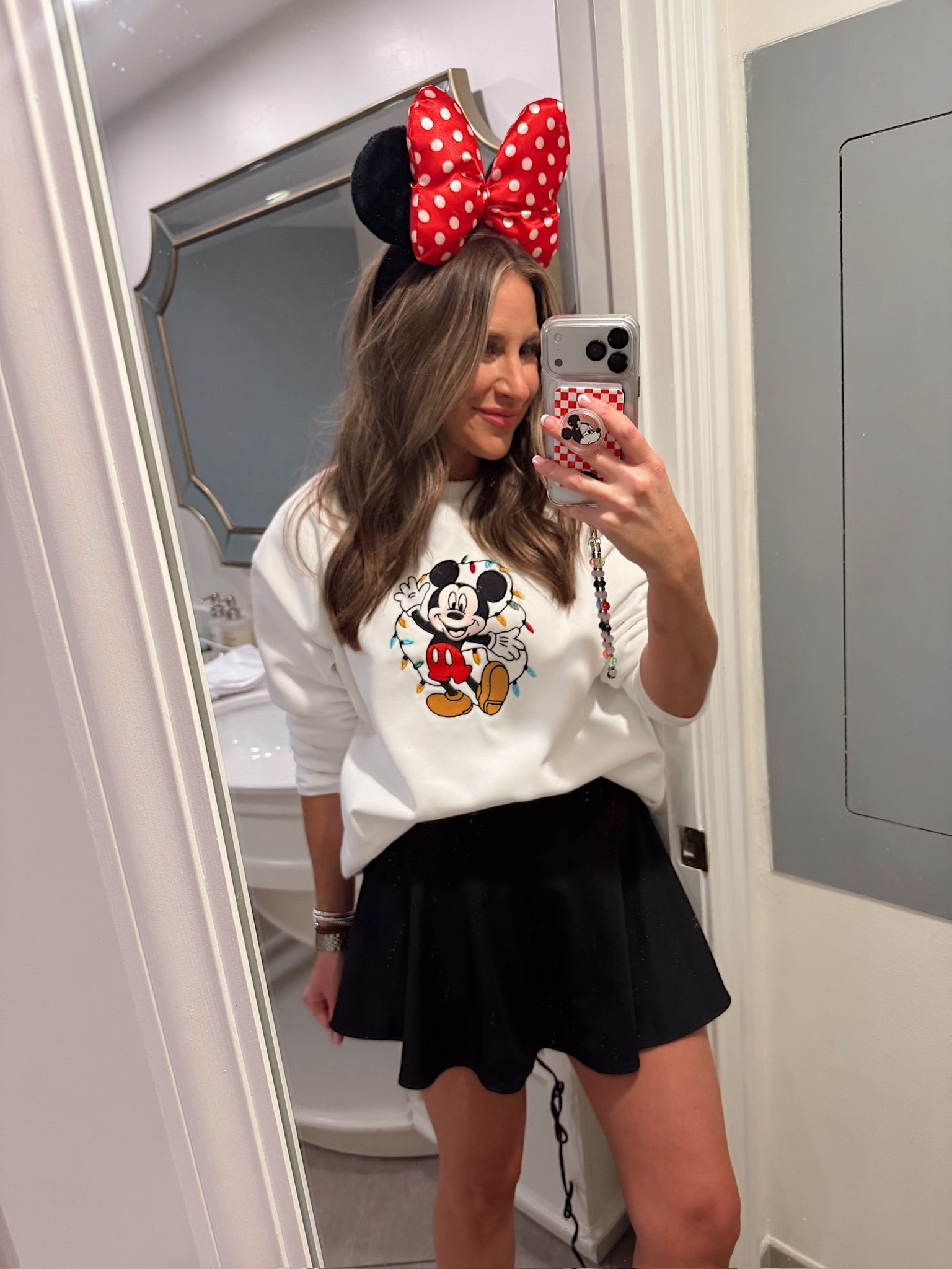 My Christmas at Walt Disney World ootn! In a medium sweatshirt, medium skirt, ears, sneakers and accessories - fits tts. I also linked similar diy iron ons and a sweatshirt  from Amazon! 

#LTKootd #LTKHoliday #LTKTravel