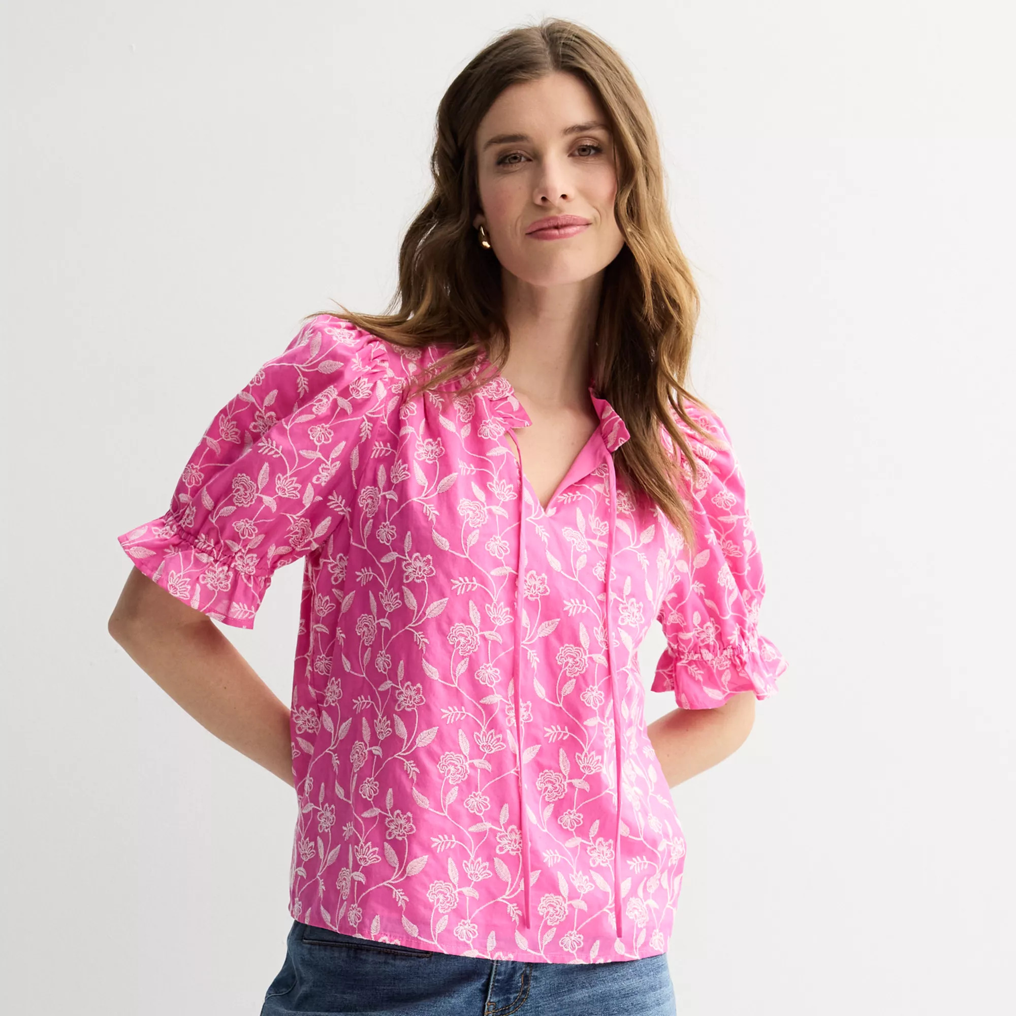 Women's Draper James Tie Neck Puff Sleeve Top | Kohl's