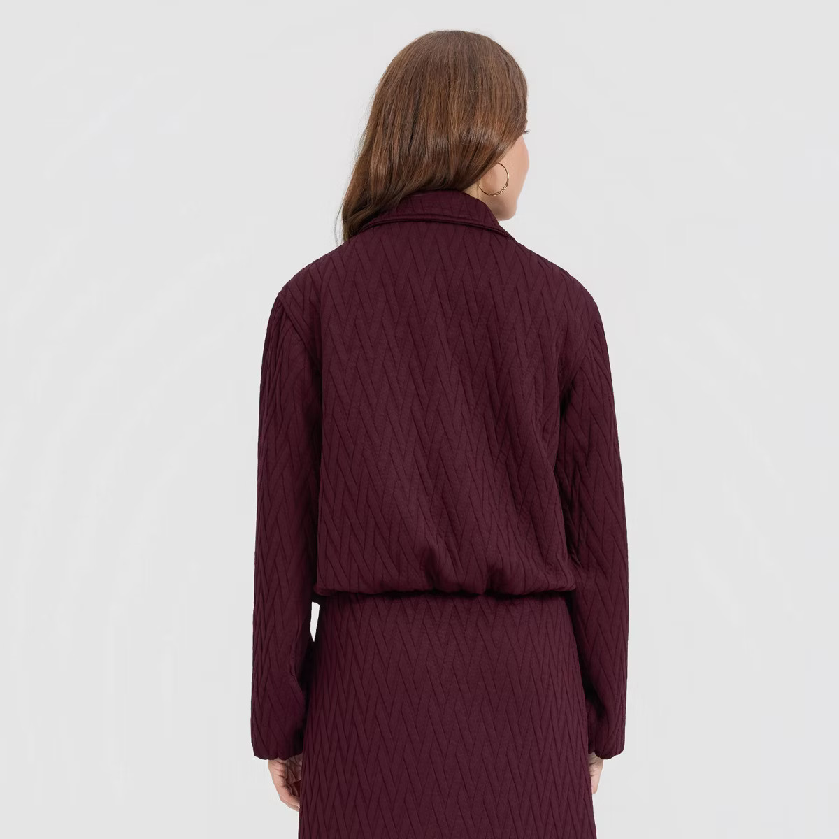 Women's Textured Jacquard Funnel-Neck Bomber Jacket - A New Day™ | Target