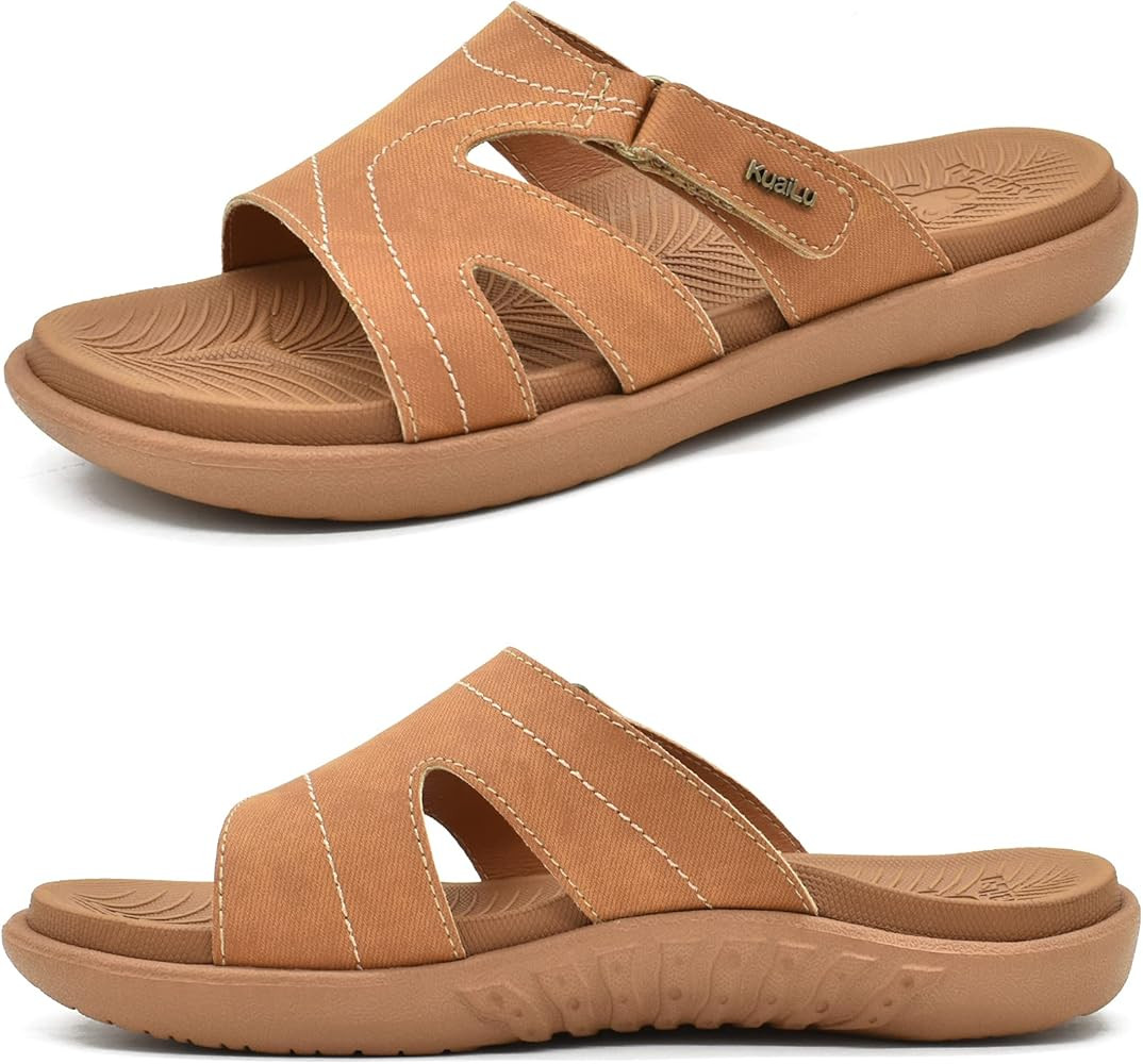 KUAILU Womens Fashion Orthotic Slides Ladies Lightweight Athletic Yoga Mat Sandals Slip On Thick Cus | Amazon (US)