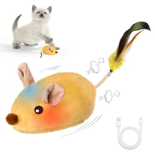 Pixibond Interactive Mouse Cat Toy, Automatic Moving Fake Rat Mouse Cat Toy, Realistic Rechargeable Dog Mouse Toy with Sound & Feather & Bell, Prank Joke Scary Trick Rats for Cats Dogs | Amazon (US)
