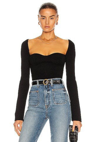 KHAITE Maddy Long Bustier Top in Black | FWRD | FWRD 