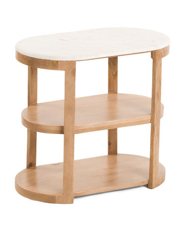 24x14x22 Marble Top Mango Wood Shelf Side Table | Global Home | Marshalls | Marshalls