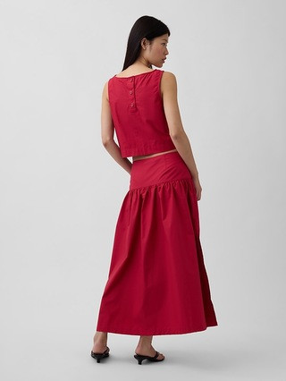 Poplin Drop-Waist Maxi Skirt | Gap (US)