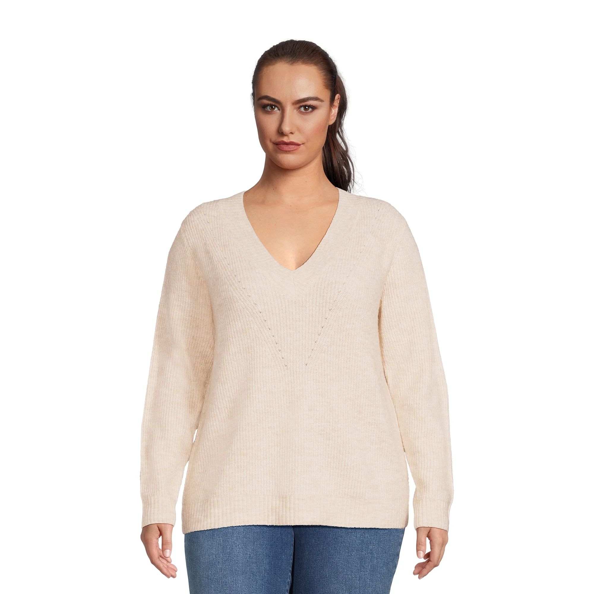 Terra & Sky Women's Plus Size Textured Pullover Sweater | Walmart (US)