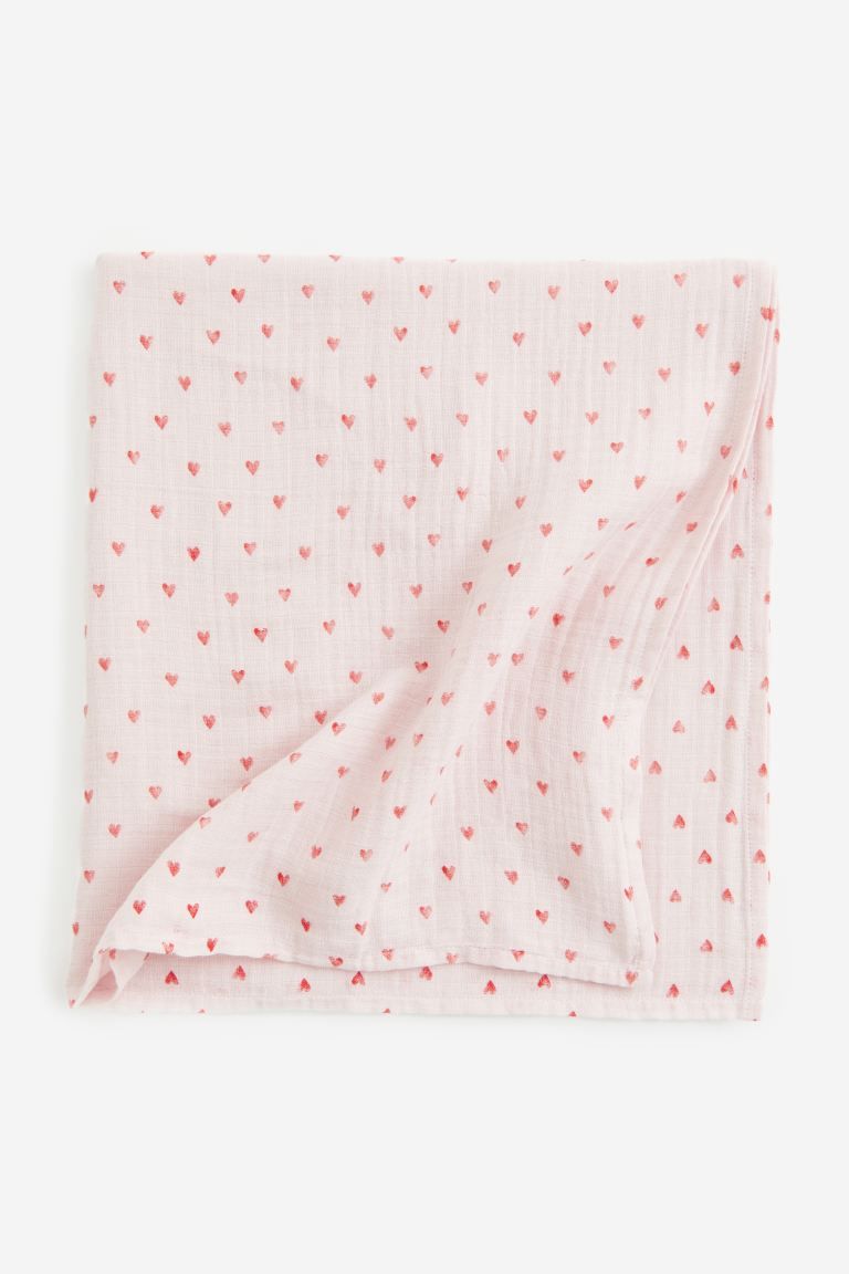 Muslin Baby Blanket - Light pink/hearts - Home All | H&M US | H&M (US + CA)