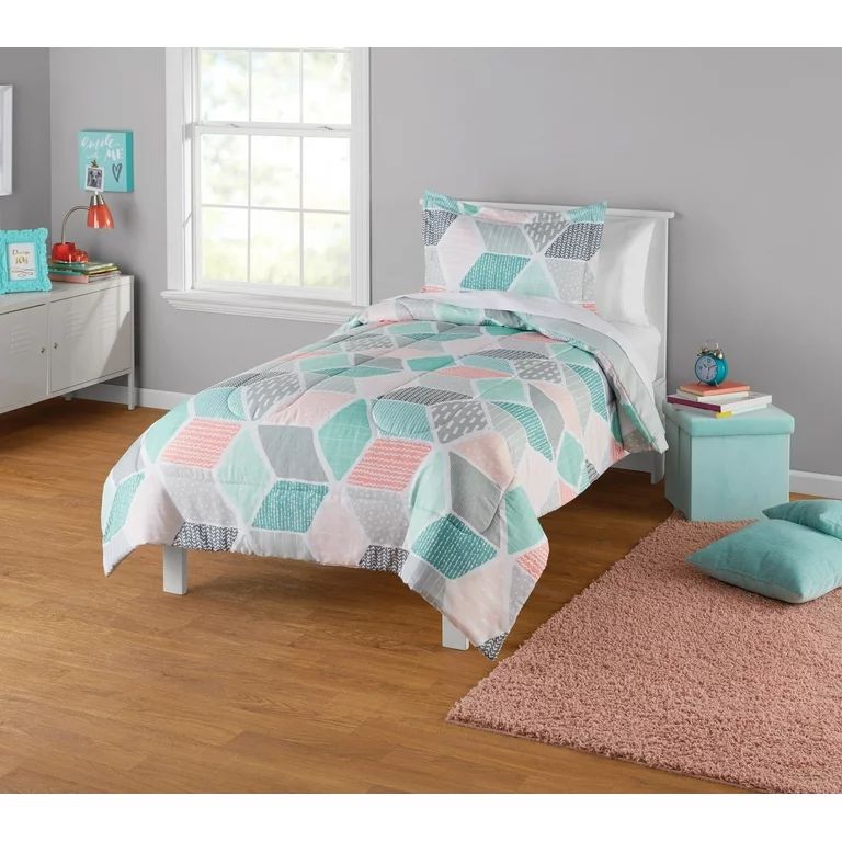 Your Zone All over Geo Print Comforter Set, Twin XL | Walmart (US)
