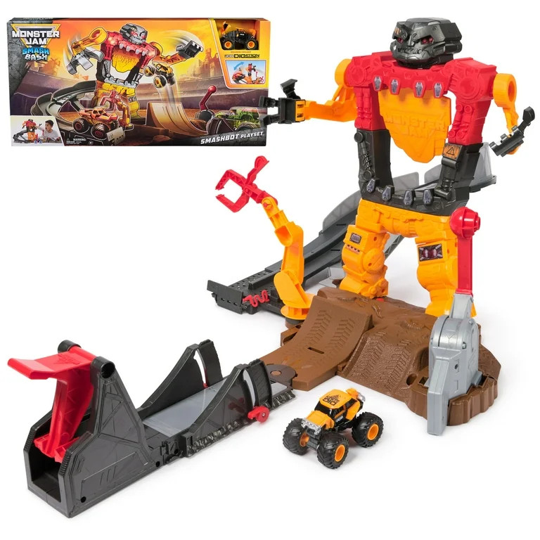 Monster Jam Smash & Bash SmashBot Playset with Launcher and Monster Truck, 1:64 Scale | Walmart (US)