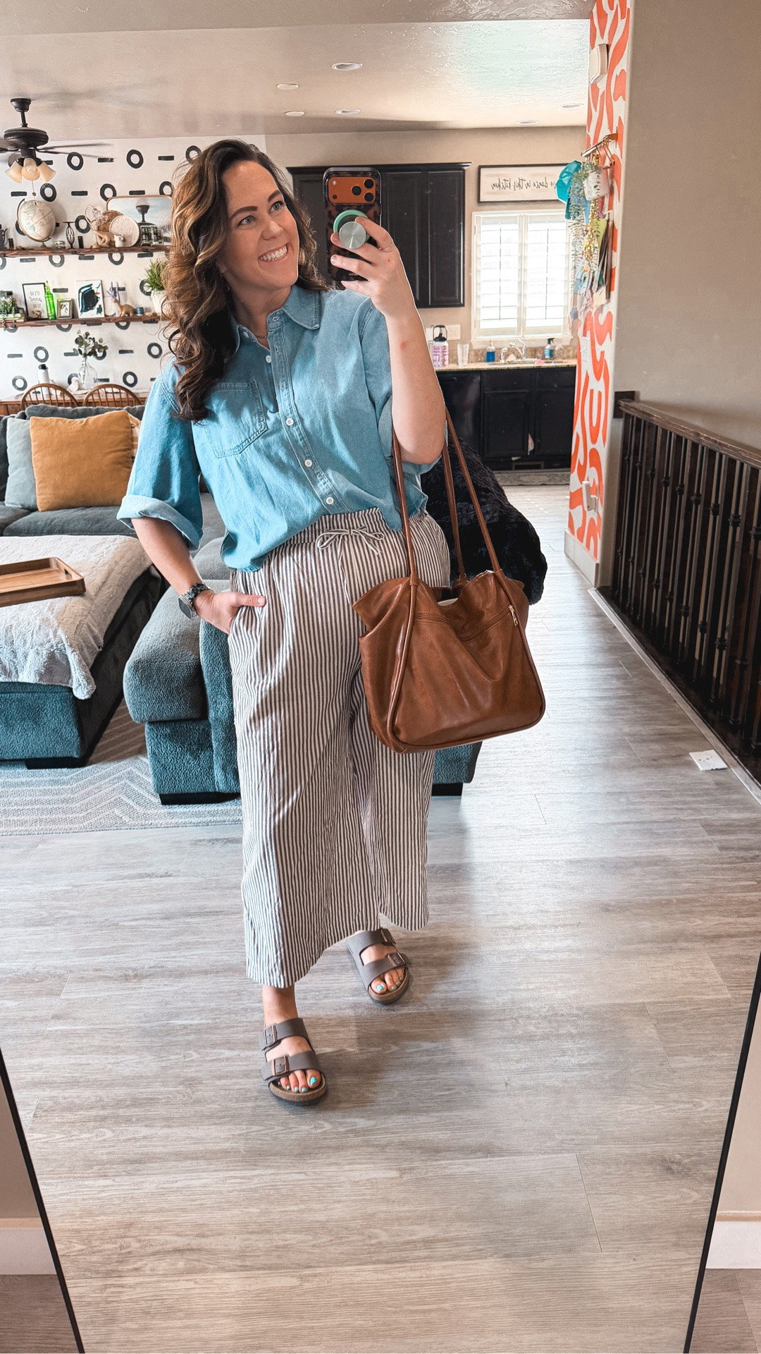 Day 16 of dressing our squishy mom bods for work this summer 🙌🏼 I don't know about you guys, but this heat has been BRUTAL. Holy moly, at this point, the less touching my body the better 😭

Bra: size XL
Undies: size XL
Pants: size XXL
Top: size XL
@Birkenstock US 

Size 14/16 | L/XL | 5'9

chambray top midsize, striped pants work outfit, breathable summer work outfit, Shapermint bra, midsize workwear, squishy mom bod outfit, size 14/16 workwear, corporate but comfy, Birkenstock sandals, Amazon fashion finds

#LTKWorkwear #LTKMidsize #LTKootd