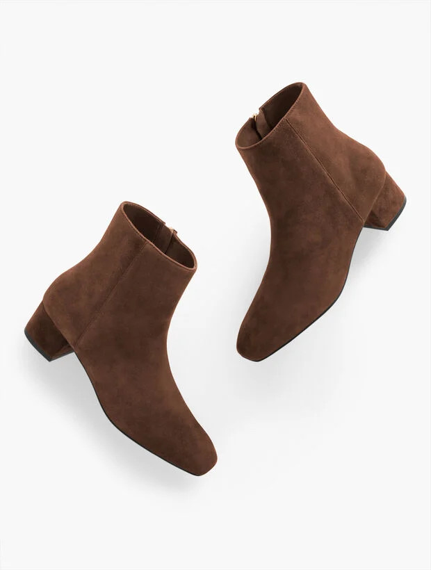 Perla Suede Block Heel Ankle Boots | Talbots
