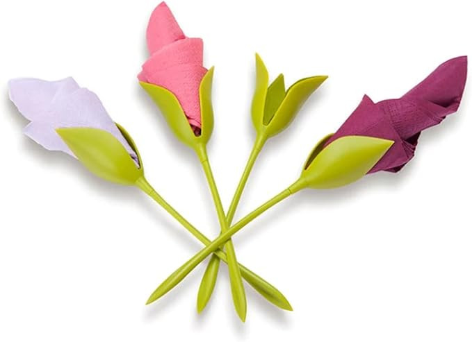 Peleg Design Bloom Napkin Holders for Tables, Set of 4 Green Stemmed Plastic Twist Flower Buds Se... | Amazon (US)
