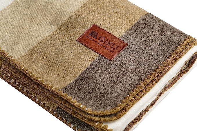 QISU Alpaca Wool Blanket Throw | Large, Beautiful, Warm, Stripes | 85 x 65 inches | Ultra-Soft, H... | Amazon (US)