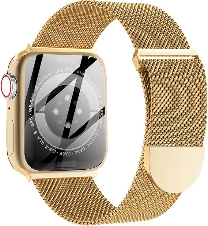 Metal Milanese Loop Band Compatible with Apple Watch Band 38mm 40mm 41mm for Women Men, Stainless... | Amazon (US)