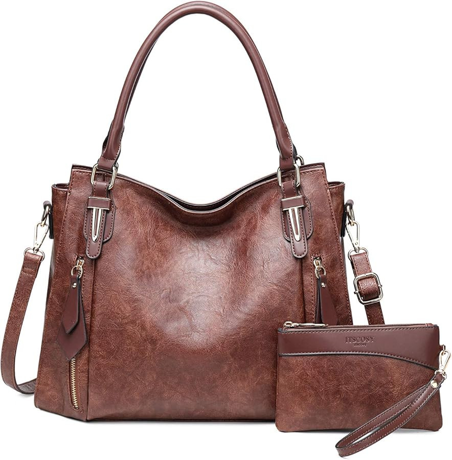 Women Tote Bag Handbags PU Leather Fashion Hobo Shoulder Bags with Adjustable Shoulder Strap | Amazon (US)