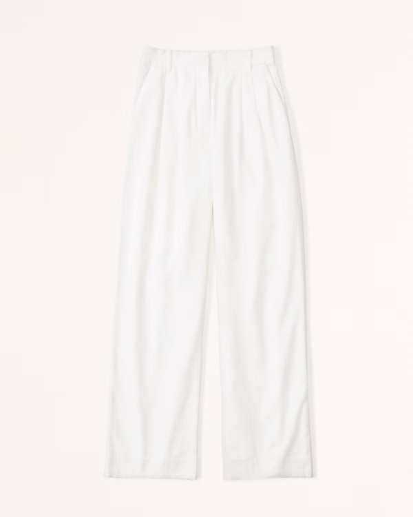 Linen-Blend Tailored Wide Leg Pant | Abercrombie & Fitch (US)