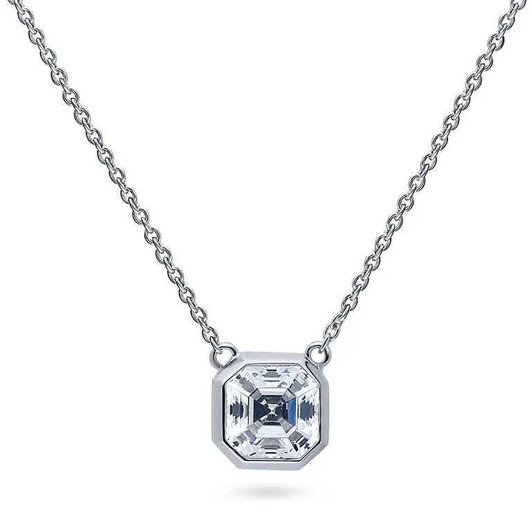 BERRICLE Sterling Silver Solitaire 1.2 Carat Bezel Set Asscher Cut Cubic Zirconia CZ Anniversary ... | Walmart (US)