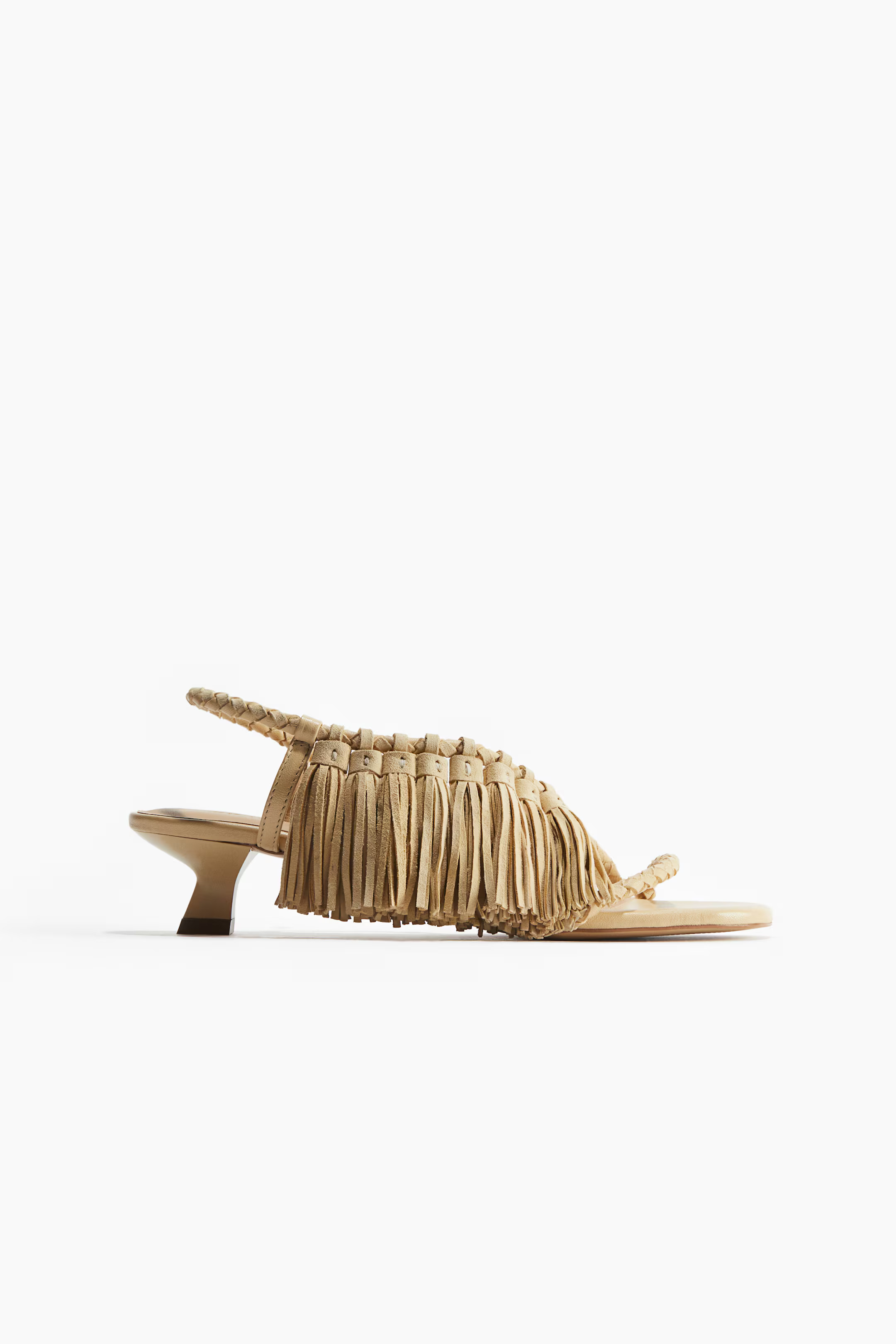 Fringe-trimmed heeled sandals | H&M (UK, MY, IN, SG, PH, TW, HK)