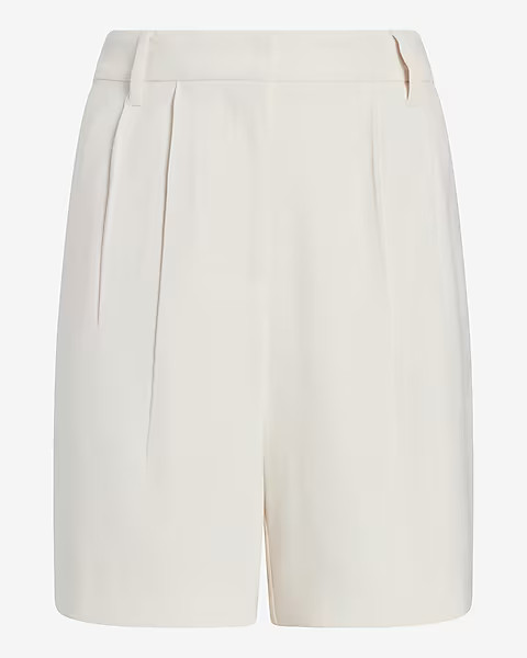 Super High Waisted Tailored Pleated Bermuda Shorts | Express
