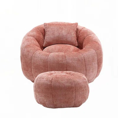 Chenille Fabric Bean Bag Chair with  with Footrest for Living Room | Wayfair North America