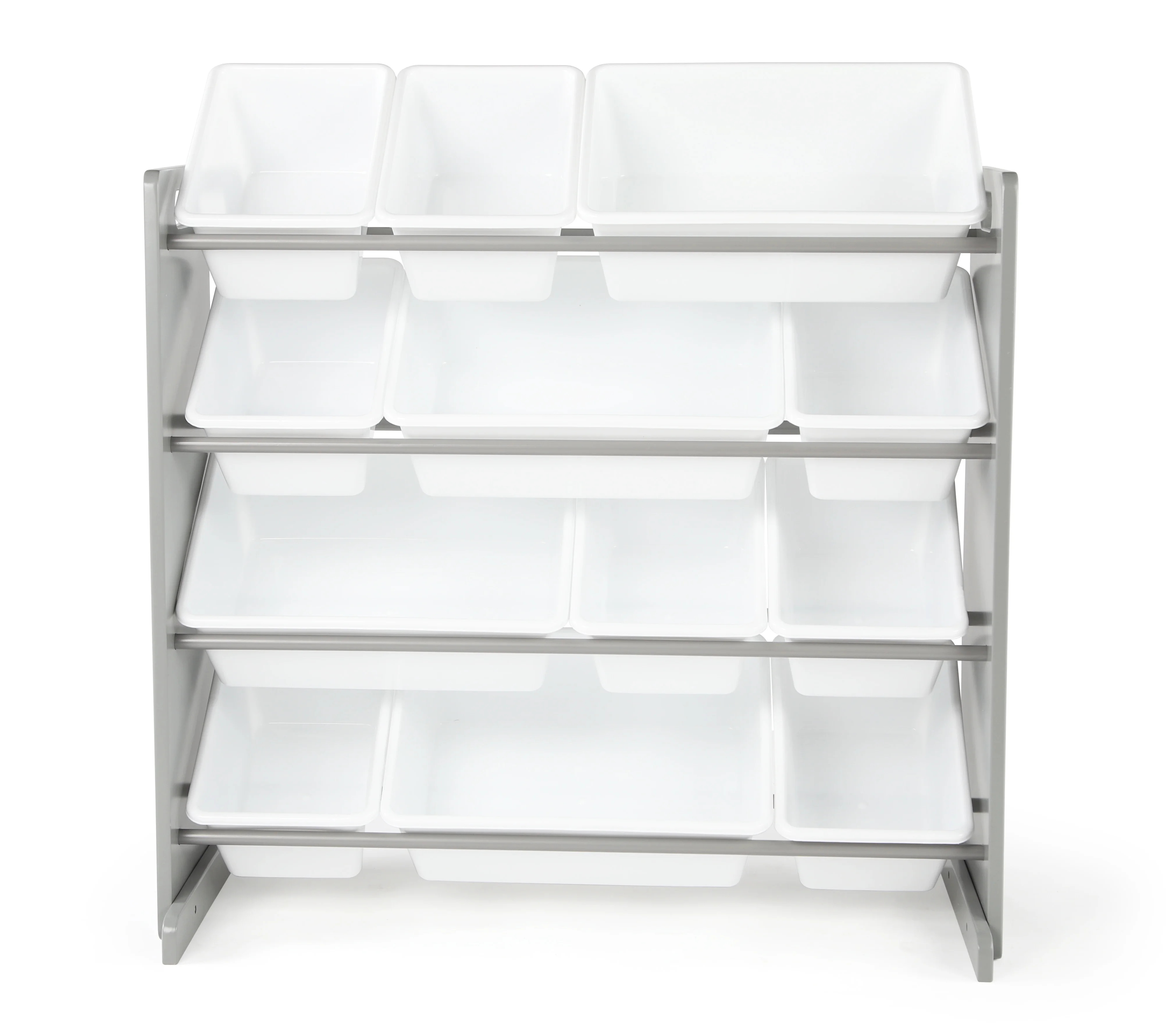 Humble Crew Inspire Collection Kids Toy Storage Organizer with 12 Plastic Bins, Grey & White | Walmart (US)