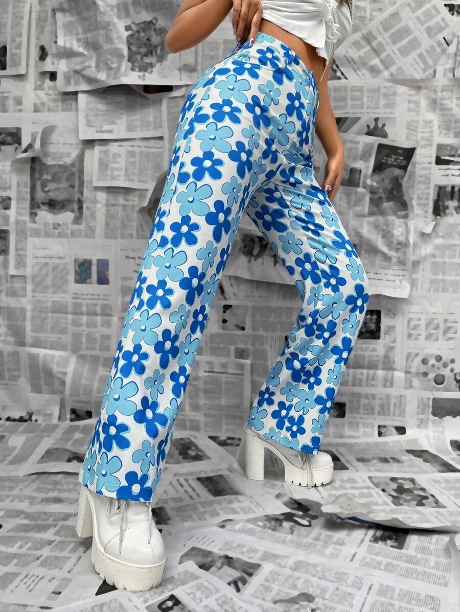 Allover Floral Print Straight Leg Pants | SHEIN