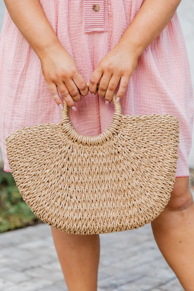 Getaway Plan Camel Straw Purse | Pink Lily