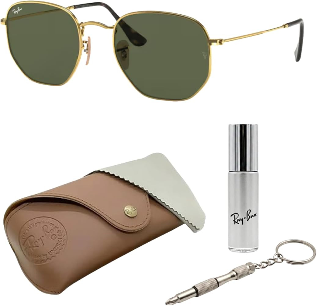 Ray-Ban RB3548N HEXAGONAL FLAT LENSES Square-Round Shape Sunglasses with Official Eyewear Kit | Amazon (US)