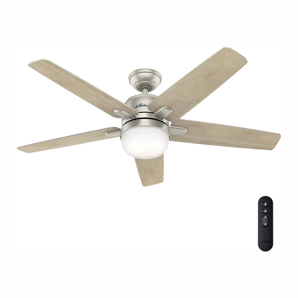 Hunter Cavera Wi-Fi-Enabled Apple HomeKit/Google Home/Alexa 52 in. Indoor Matte Nickel Ceiling Fan w | The Home Depot