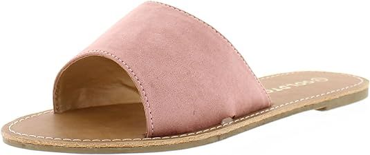 Gold Toe Women's Talya Faux Suede Casual Slide On Sandals, Basic Open Toe Flat Summer Flip Flop S... | Amazon (US)